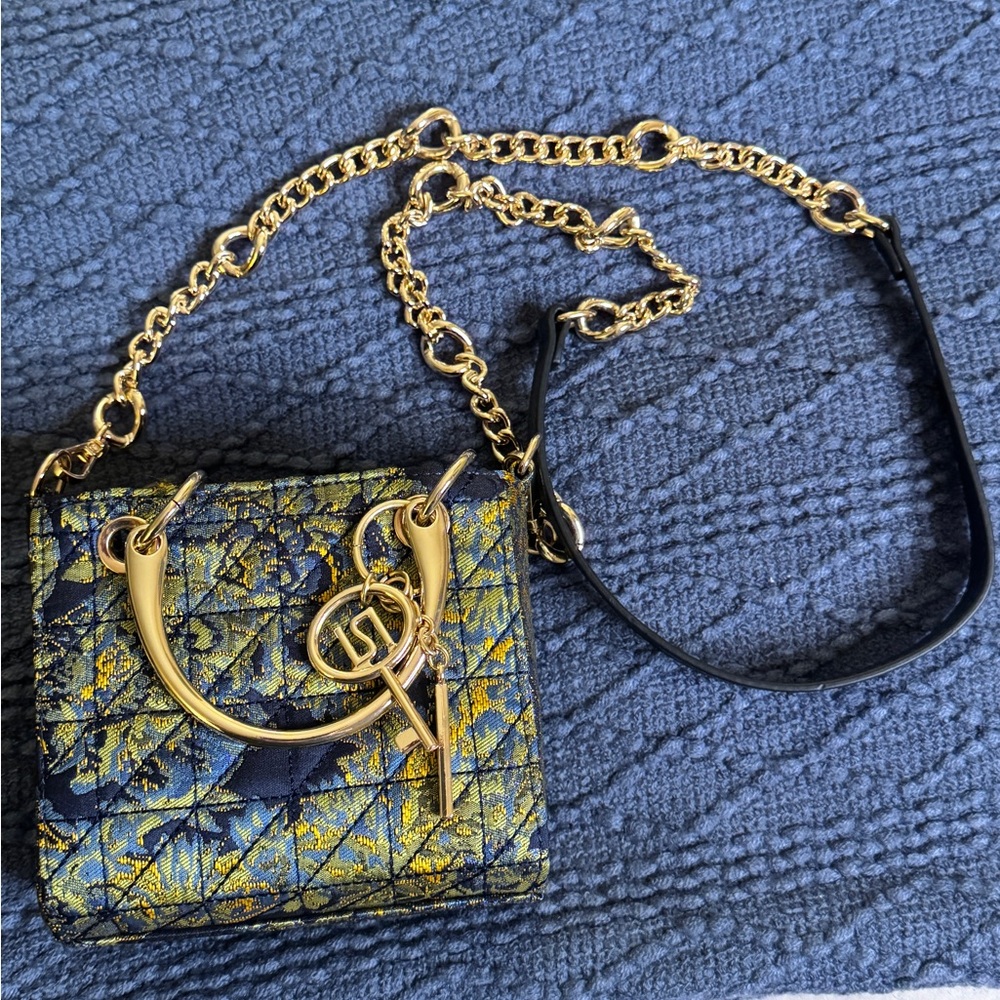 ASOS blue, green and gold accent crossbody bag